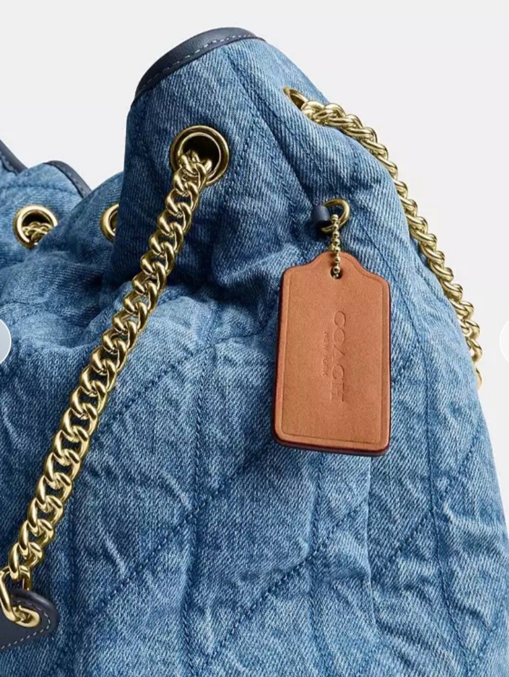 Coach Evelyn Shoulder BagIn Regenerative Cotton With Quilting Blue Denim Rare!! - Picture 7 of 7